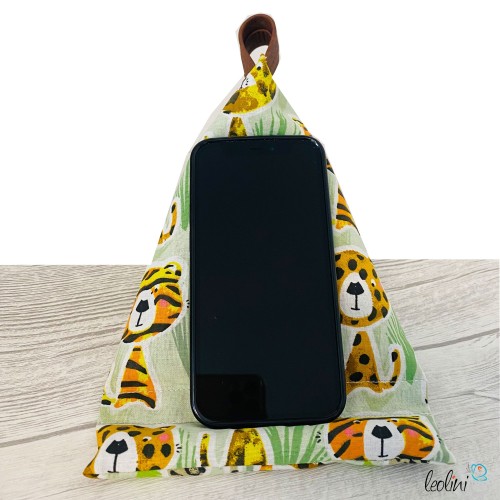 Handysitzsack | TIGER aus Baumwolle | Stützkissen für Smartphone und Tablet  - 4