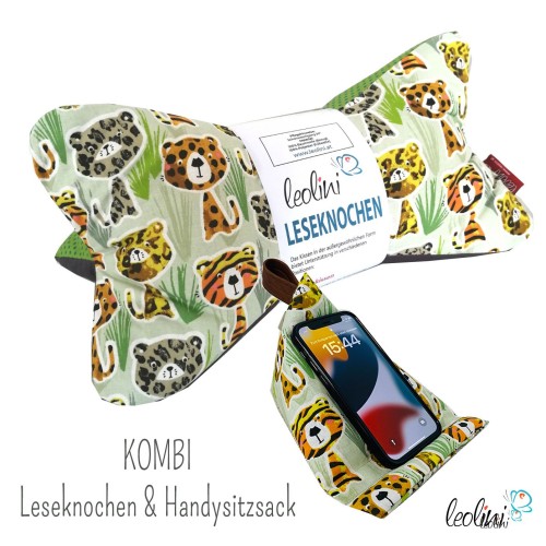 Handysitzsack | TIGER aus Baumwolle | Stützkissen für Smartphone und Tablet  - 7
