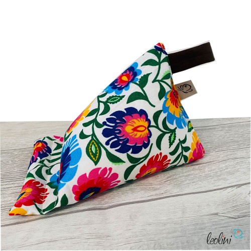 Handysitzsack | FLOWER POWER ROT aus Baumwolle | Stützkissen für Smartphone und Tablet  - 4