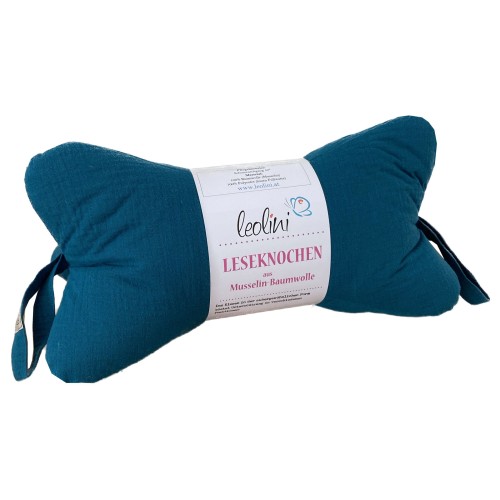 Leseknochen MUSSELIN Double Gauze PETROL - personalisierbar mit Stickerei Leolini - 4