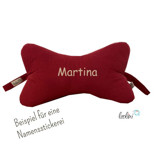 Leseknochen MUSSELIN Double Gauze BORDEAUX - personalisierbar mit Stickerei Leolini - 3