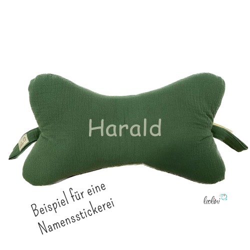 Leseknochen MUSSELIN Double Gauze WALDGRÜN - personalisierbar mit Stickerei Leolini - 3