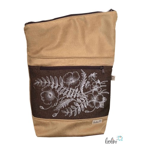 Foldover Tasche mit BLUMEN Stickerei | mit Außenfach Leolini - 3