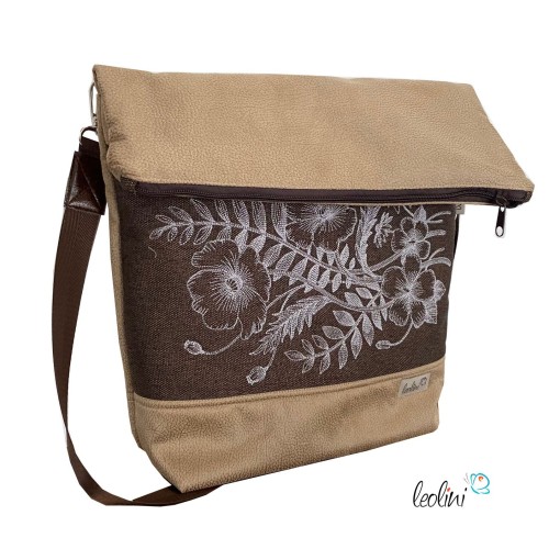 Foldover Tasche mit BLUMEN Stickerei | mit Außenfach Leolini - 2