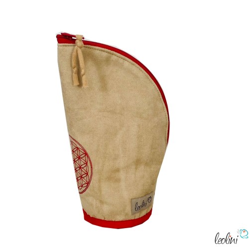 Stehende Stiftetasche Leo | Federpennal Federmäppchen Blume des Lebens ROT | personalisierbar mit Namen Leolini - 5
