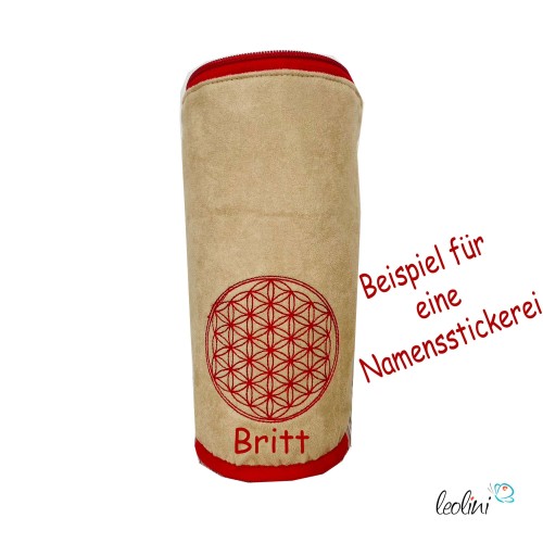 Stehende Stiftetasche Leo | Federpennal Federmäppchen Blume des Lebens ROT | personalisierbar mit Namen Leolini - 2