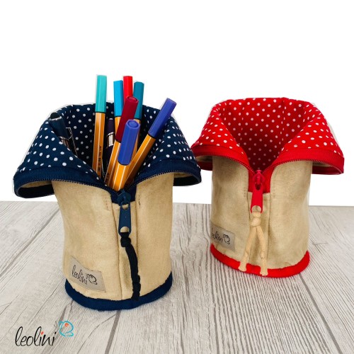 Stehende Stiftetasche Leo | Blume des Lebens DUNKELBLAU  Federpennal Federmäppchen  | personalisierbar mit Namen Leolini - 7