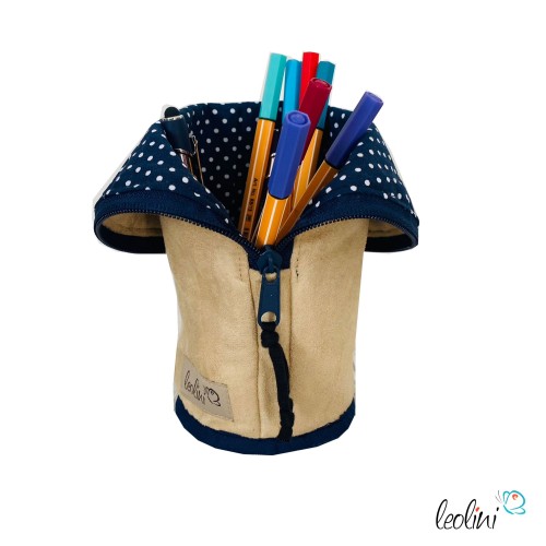 Stehende Stiftetasche Leo | Blume des Lebens DUNKELBLAU  Federpennal Federmäppchen  | personalisierbar mit Namen Leolini - 5