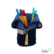 Stehende Stiftetasche Leo | Federpennal Federmäppchen Ornamente dunkelblau | personalisierbar mit Namen Leolini - 4