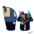 Stehende Stiftetasche Leo | Federpennal Federmäppchen Ornamente dunkelblau | personalisierbar mit Namen Leolini - 1