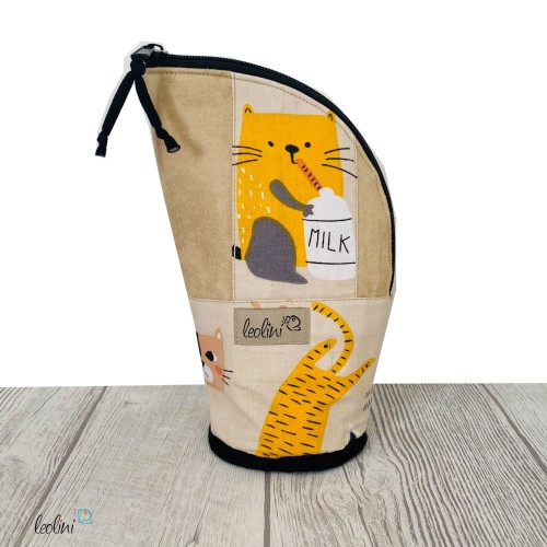 Stehende Stiftetasche Leo | Federpennal Federmäppchen Cool Cats | personalisierbar mit Namen Leolini - 4