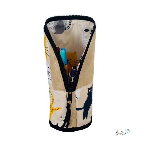 Stehende Stiftetasche Leo | Federpennal Federmäppchen Cool Cats | personalisierbar mit Namen Leolini - 2