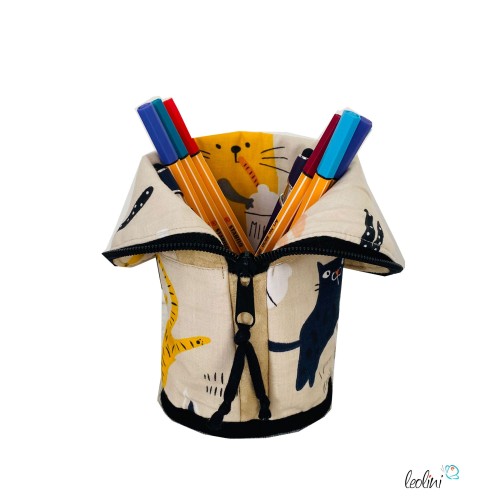 Stehende Stiftetasche Leo | Federpennal Federmäppchen Cool Cats | personalisierbar mit Namen Leolini - 6