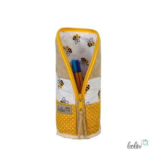 Stehende Stiftetasche Leo | Federpennal Federmäppchen Bienen | personalisierbar mit Namen Leolini - 3