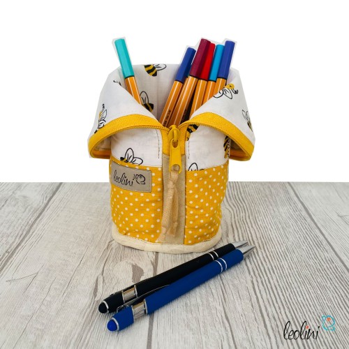 Stehende Stiftetasche Leo | Federpennal Federmäppchen Bienen | personalisierbar mit Namen Leolini - 4