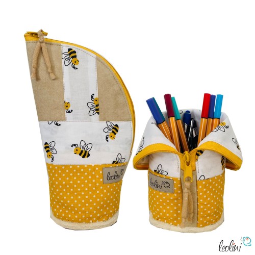 Stehende Stiftetasche Leo | Federpennal Federmäppchen Bienen | personalisierbar mit Namen Leolini - 1