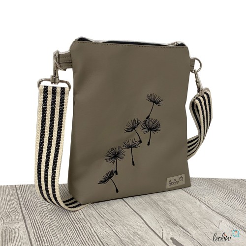 Kleine Umhängetasche TAUPE mit fliegenden Pusteblumen | mit gemustertem Gurtband | Kleine LEOS Leolini - 5