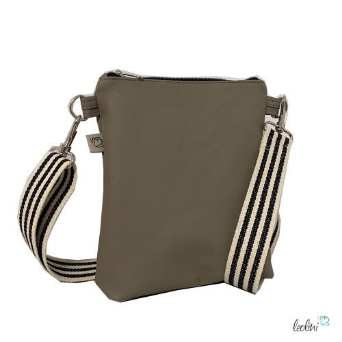 Kleine Umhängetasche TAUPE mit fliegenden Pusteblumen | mit gemustertem Gurtband | Kleine LEOS Leolini - 3