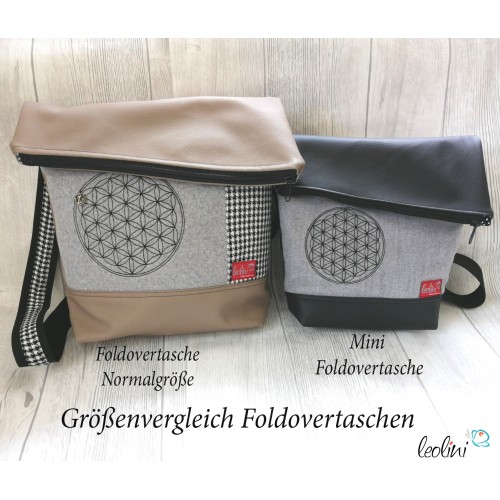 Mini Foldover Tasche Blume des Lebens Stickerei grün Leolini - 8