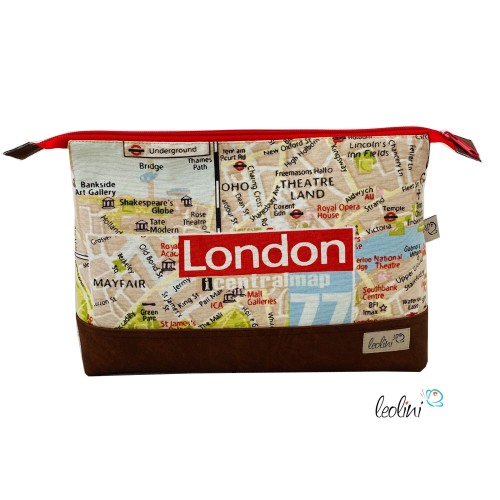 Große Kosmetiktasche | Kulturbeutel mit vielen Fächern CITY MAP | Handarbeit von Leolini  - 2