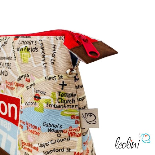 Große Kosmetiktasche | Kulturbeutel mit vielen Fächern CITY MAP | Handarbeit von Leolini  - 4