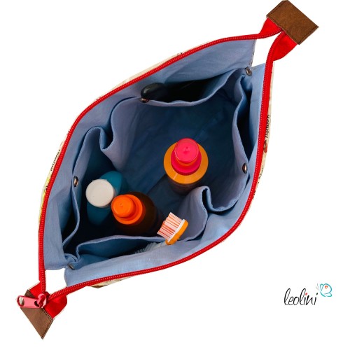 Große Kosmetiktasche | Kulturbeutel mit vielen Fächern CITY MAP | Handarbeit von Leolini  - 6