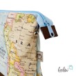 Große Kosmetiktasche | Kulturbeutel mit vielen Fächern WELT | Handarbeit von Leolini  - 3