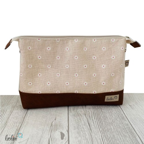 Große Kosmetiktasche | Kulturbeutel mit vielen Fächern GÄNSEBLÜMCHEN | Handarbeit von Leolini  - 5