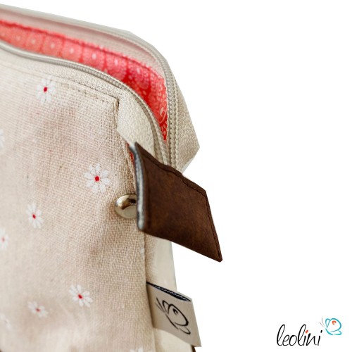 Große Kosmetiktasche | Kulturbeutel mit vielen Fächern GÄNSEBLÜMCHEN | Handarbeit von Leolini  - 3