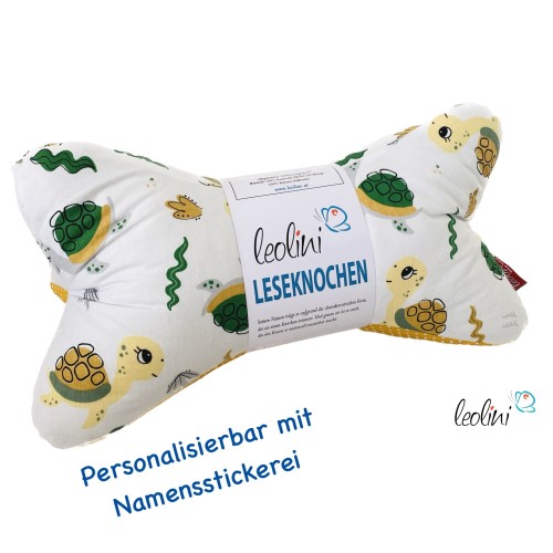 Leseknochen personalisierbar | Nackenkissen SCHILDKRÖTE | handgemacht von Leolini Leolini - 1