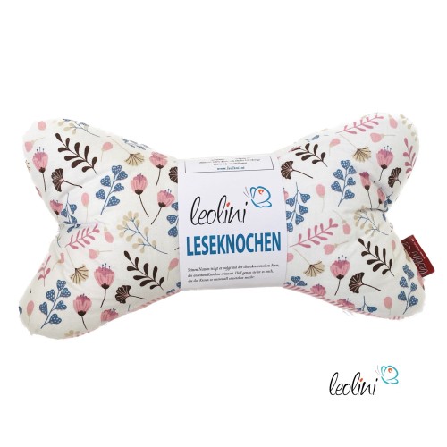 Leseknochen personalisierbar | Nackenkissen STREUBLUMEN ROSA | handgemacht von Leolini Leolini - 6