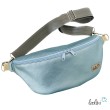 Bauchtasche XL | Crossbody-Bag | Gürteltasche aus Lederimitat EISBLAU METALLIC inkl. gemustertem Gurtband Leolini - 1