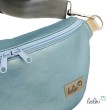 Bauchtasche XL | Crossbody-Bag | Gürteltasche aus Lederimitat EISBLAU METALLIC inkl. gemustertem Gurtband Leolini - 3