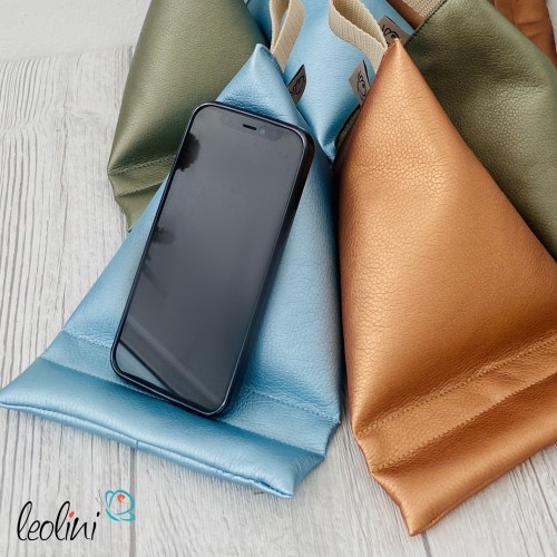 Handysitzsack DELUXE | Lederimitat KUPFER metallic | Stützkissen für Smartphone und Tablet  - 7