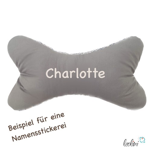 Leseknochen personalisierbar | Nackenkissen GRAUE ORNAMENTE | handgemacht von Leolini Leolini - 3