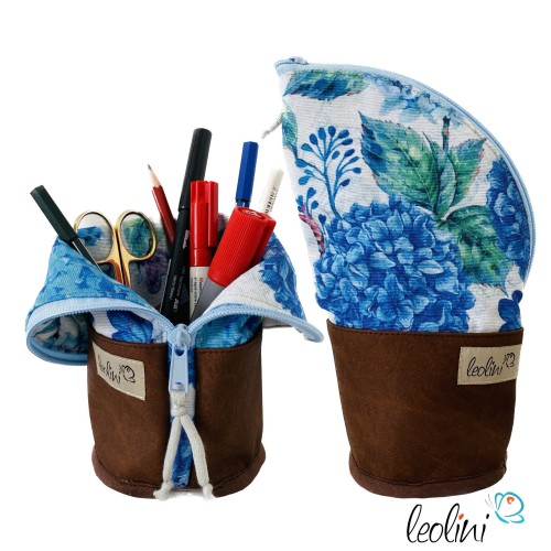 Stehende Stiftetasche Leo | Federpennal Schminktasche HORTENSIEN | Lederimitat Leolini - 1