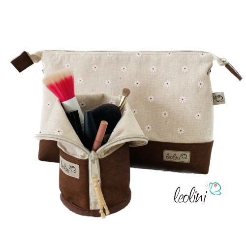 Stehende Stiftetasche Leo | Federpennal Schminktasche GÄNSEBLÜMCHEN | Lederimitat Leolini - 7