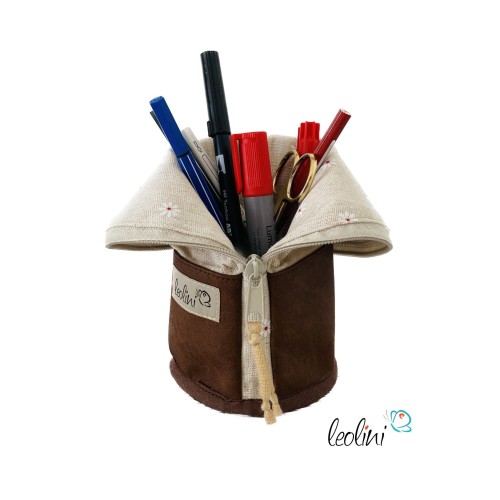 Stehende Stiftetasche Leo | Federpennal Schminktasche GÄNSEBLÜMCHEN | Lederimitat Leolini - 3