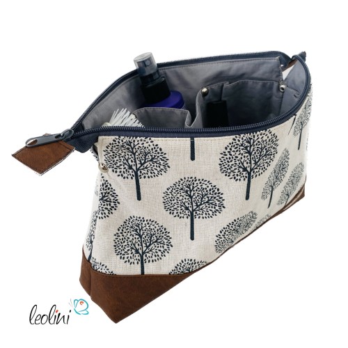 Große Kosmetiktasche | Kulturbeutel mit vielen Fächern LEBENSBAUMN | Handarbeit von Leolini  - 3