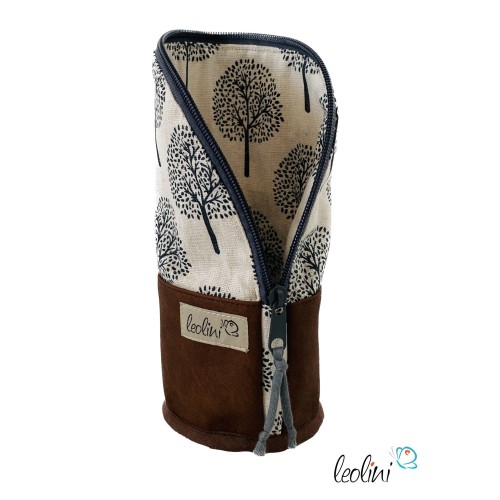 Stehende Stiftetasche Leo | Federpennal Schminktasche LEBENSBAUM | Lederimitat Leolini - 2