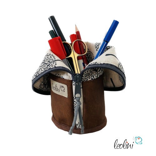 Stehende Stiftetasche Leo | Federpennal Schminktasche LEBENSBAUM | Lederimitat Leolini - 4