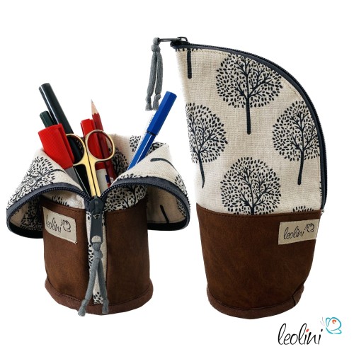 Stehende Stiftetasche Leo | Federpennal Schminktasche LEBENSBAUM | Lederimitat Leolini - 1