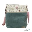 Umhängetasche Cord & Canvas MINT mit BLÜMCHEN | mit Außenfach Leolini - 1