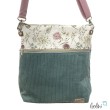 Umhängetasche Cord & Canvas MINT mit BLÜMCHEN | mit Außenfach Leolini - 2