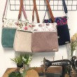 Umhängetasche Cord & Canvas MINT mit BLÜMCHEN | mit Außenfach Leolini - 7
