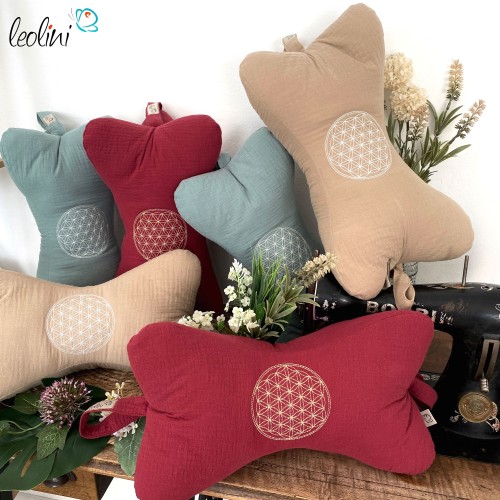 Leseknochen BLUME DES LEBENS Stickerei - MUSSELIN Double Gauze | SAND Leolini - 4