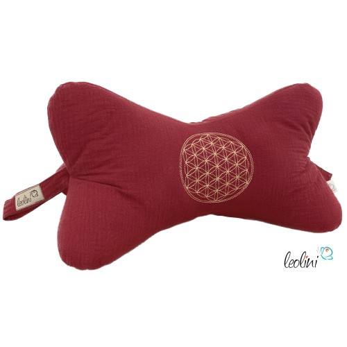 Leseknochen BLUME DES LEBENS Stickerei - MUSSELIN Double Gauze | BORDEAUX Leolini - 1