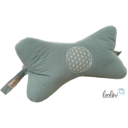 Leseknochen BLUME DES LEBENS Stickerei - MUSSELIN Double Gauze | DUNKLES MINT Leolini - 1