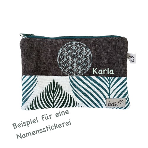 Allzwecktasche Schminktasche Blume des Lebens PERSONALISIERBAR | BLÄTTER | Zipptasche Leolini - 2