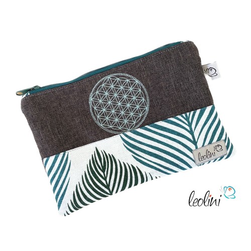 Allzwecktasche Schminktasche Blume des Lebens PERSONALISIERBAR | BLÄTTER | Zipptasche Leolini - 1